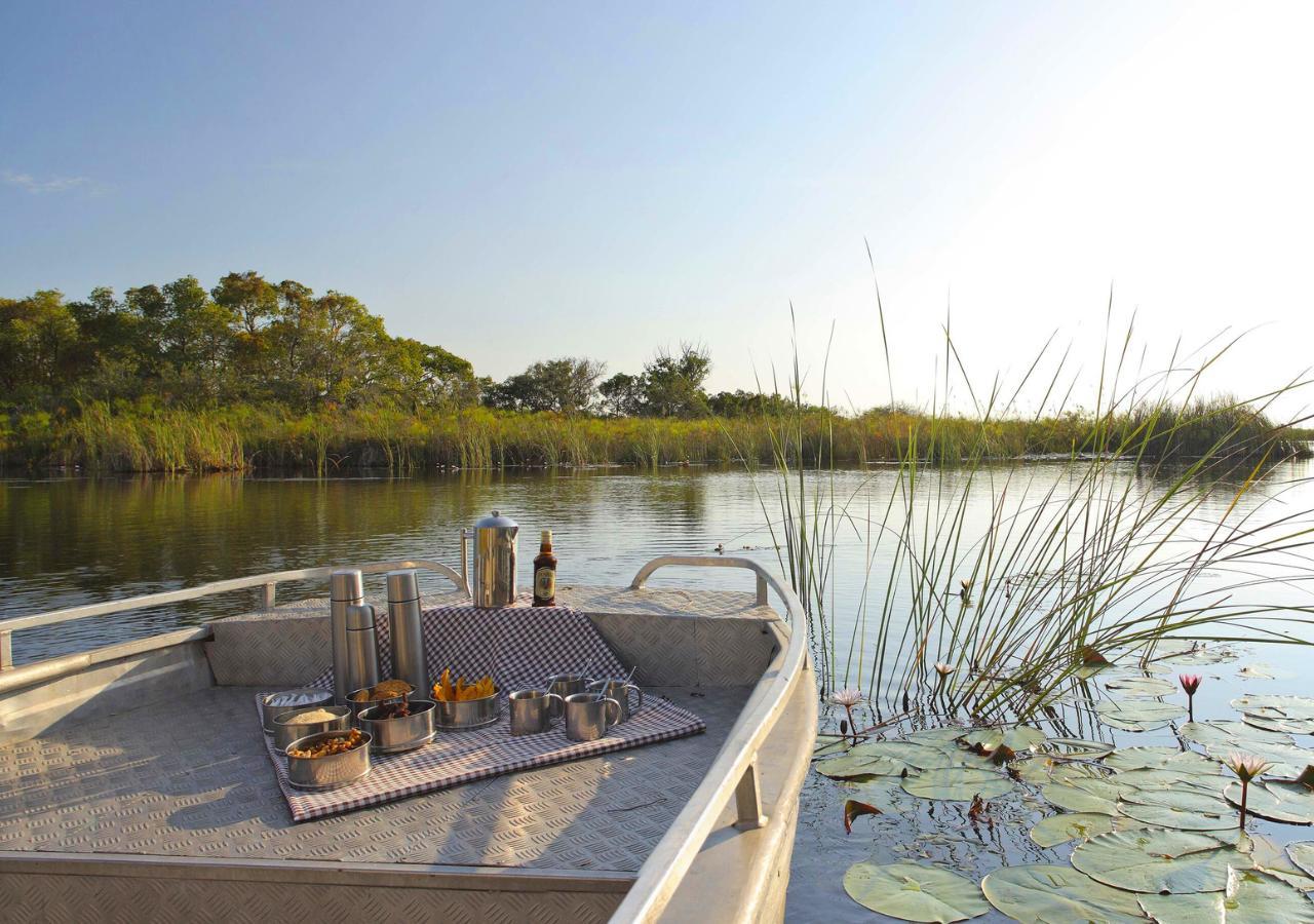 picnic on a boat safari in Botswana