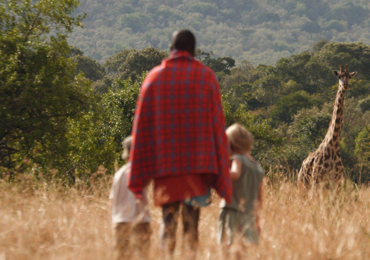 Children on a walking safari in Kenya