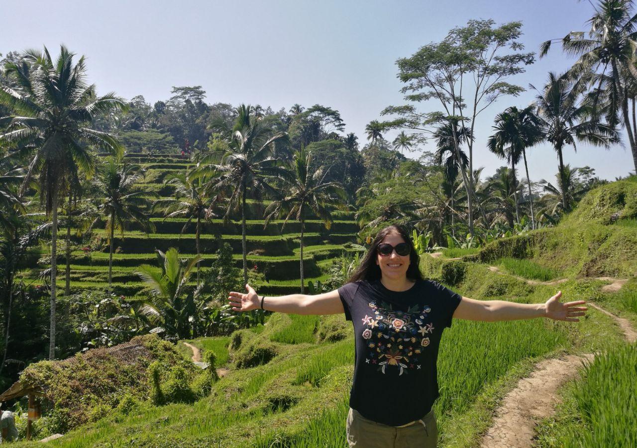 Heidi in a rice paddy