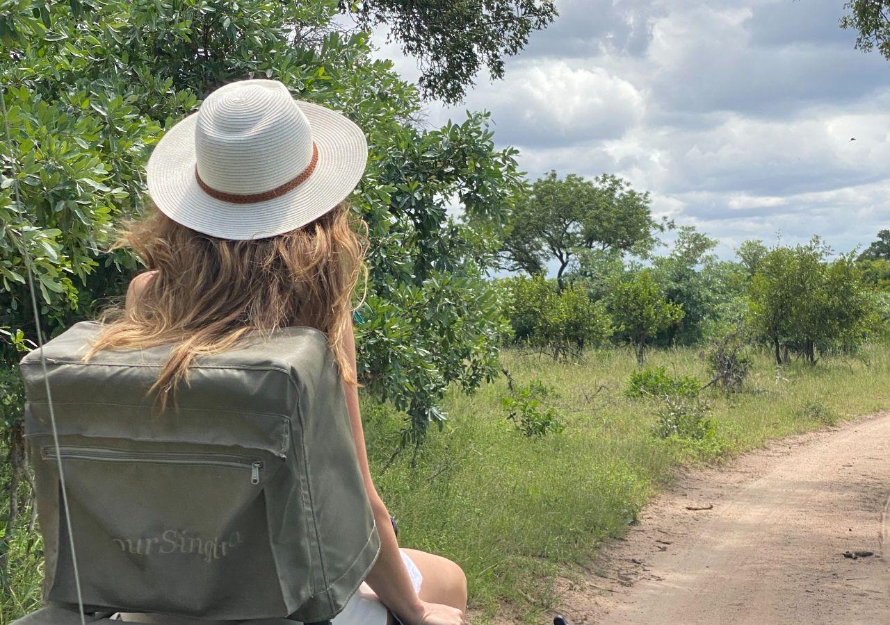 Jeanne-Mari at Singita on a Game Drive