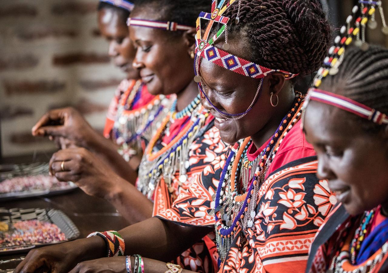 Maasai women at Angama Mara beading studio, Kenya