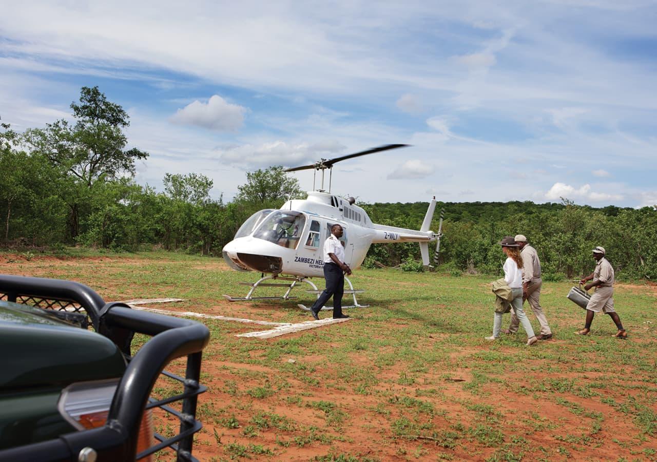 Helicopter flight on safari