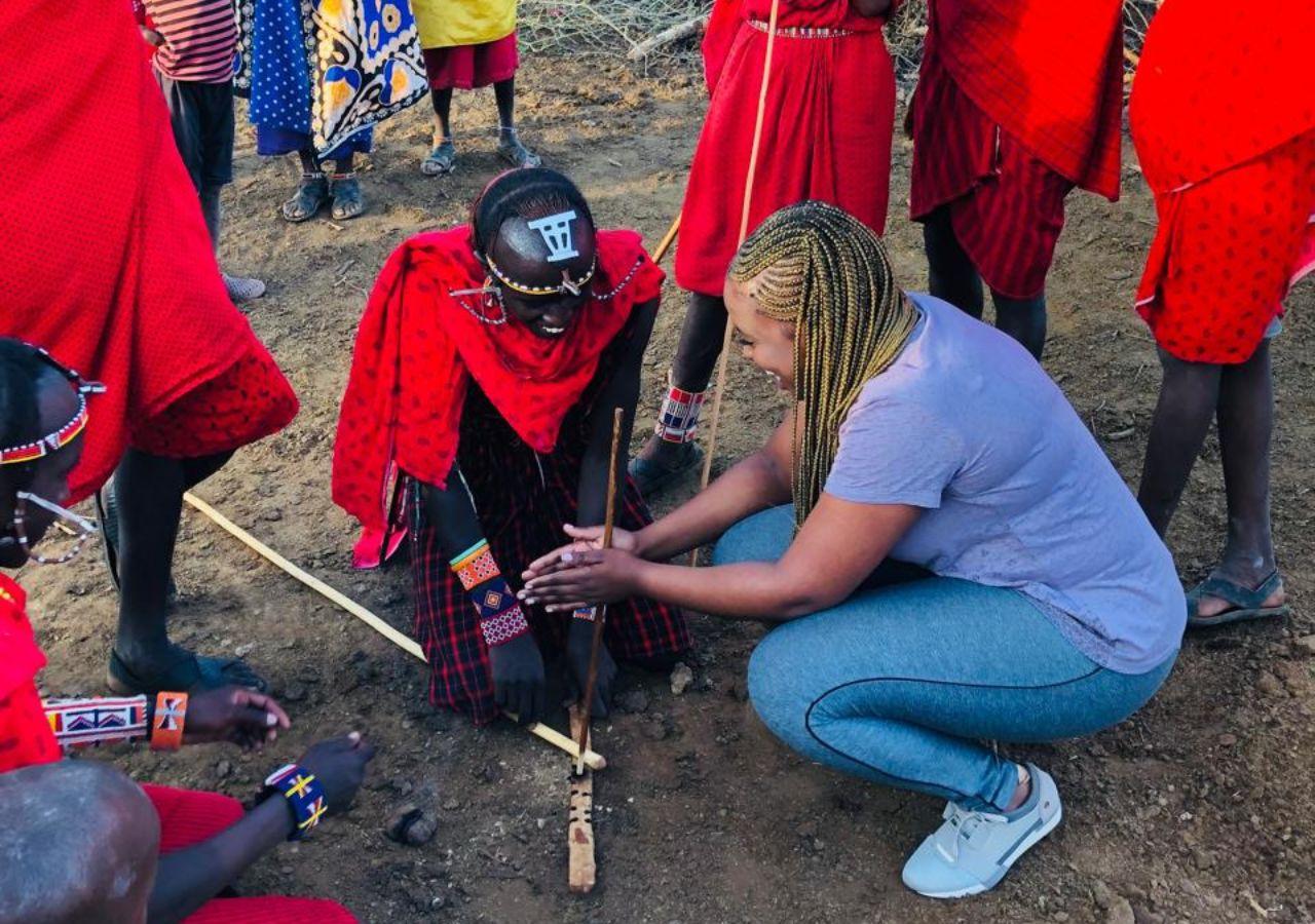 Milady making fire in Kenya