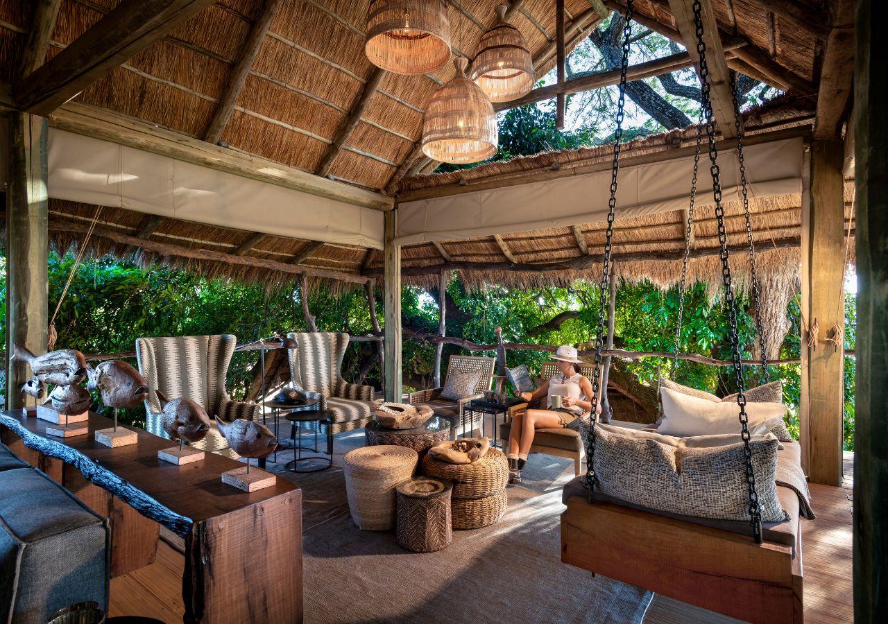 guest lounge area at Nyamatusi Camp in Zimbabwe