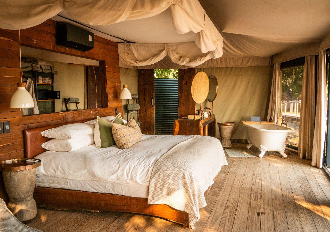 bedroom at Nyamatusi Mahogany Camp in Zimbabwe