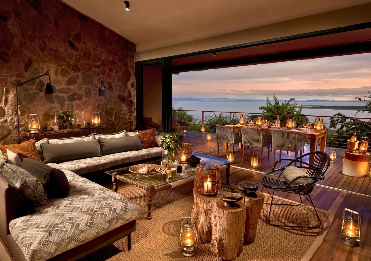 Private suite lounge area at Bumi Hills Safari Lodge in Zimbabwe
