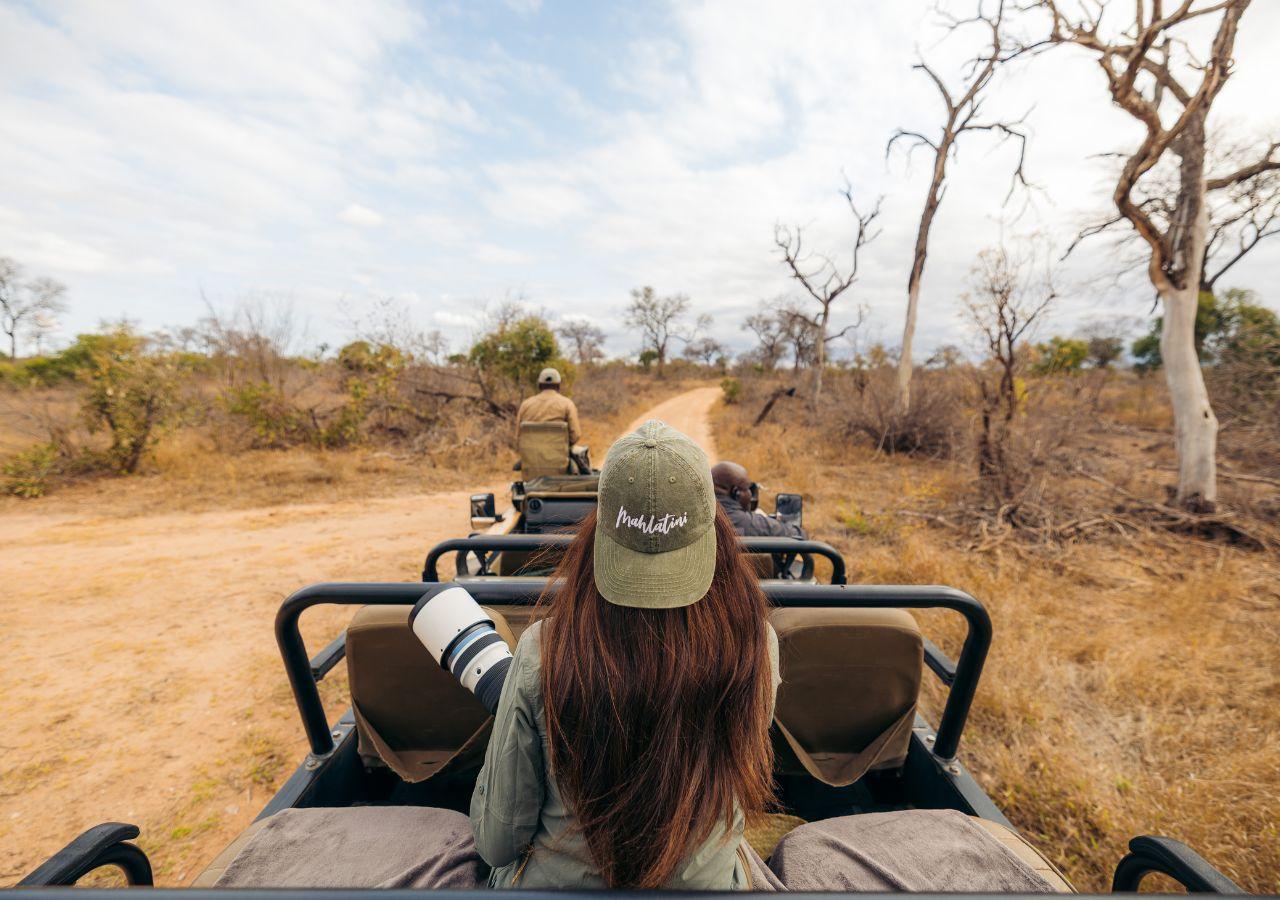 Woman on a game drive in South Africa