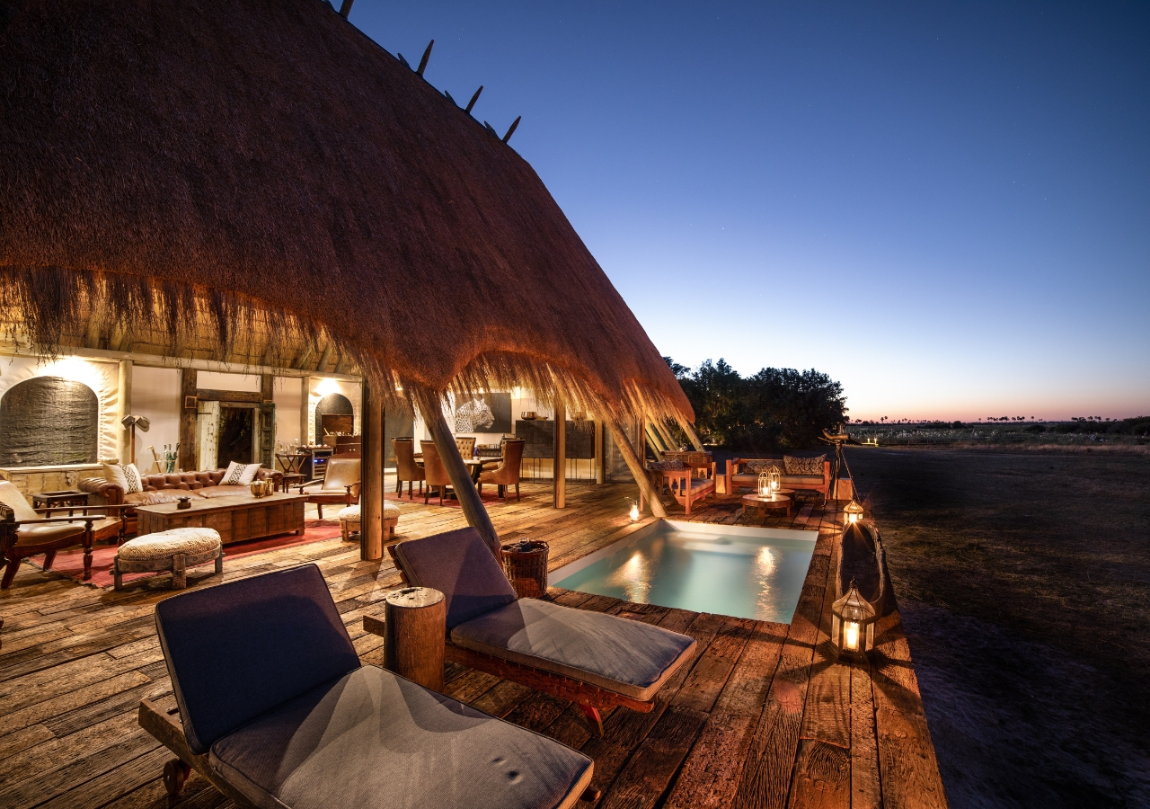 deck with pool at Selinda Camp