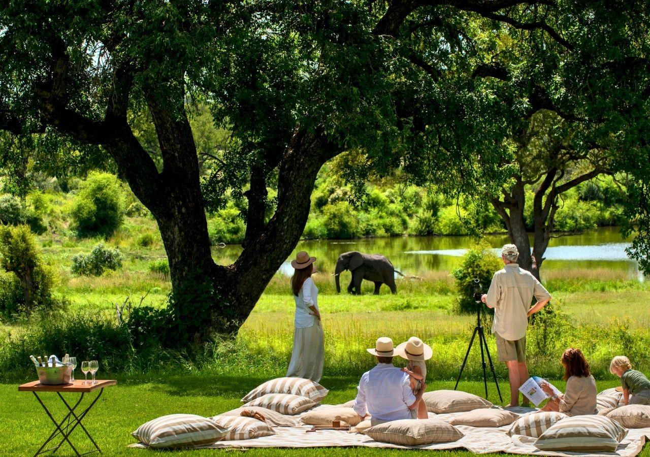 Family picnic on safari