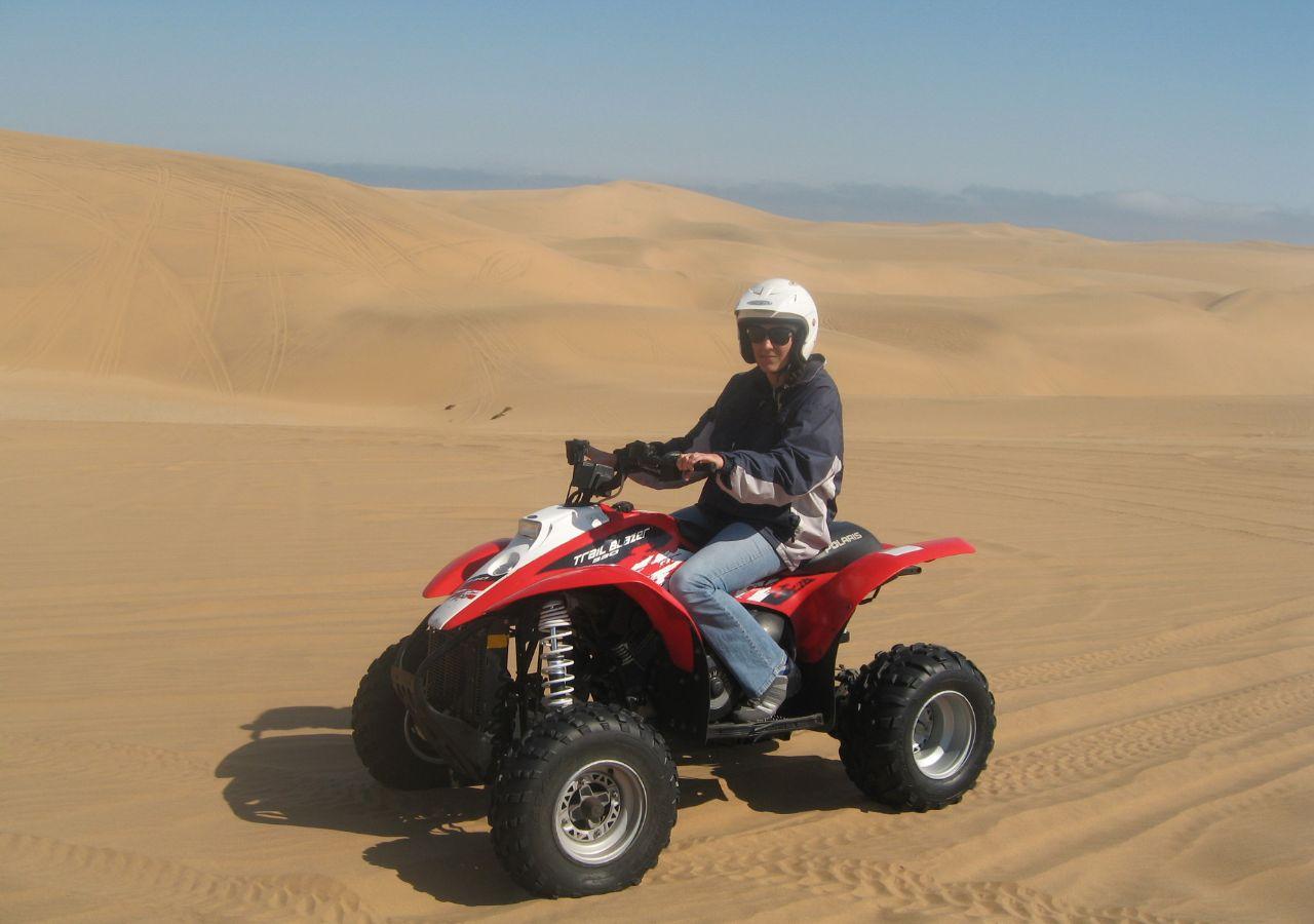 Taryn in Namibia Riding Quad Bikes