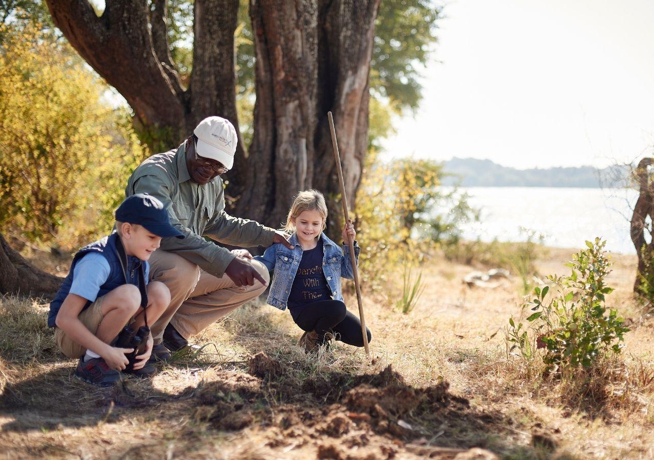 Kids doing activities on safari