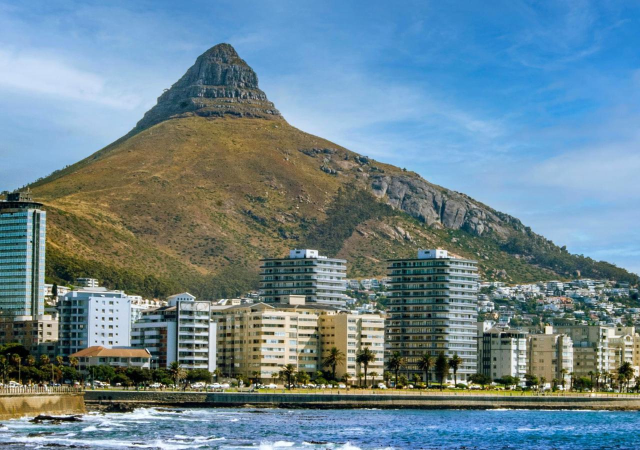View of Lions Head from Seapoint Promenade in Cape Town, South Africa