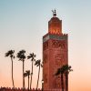 Marrakech mosque silhouette sunset