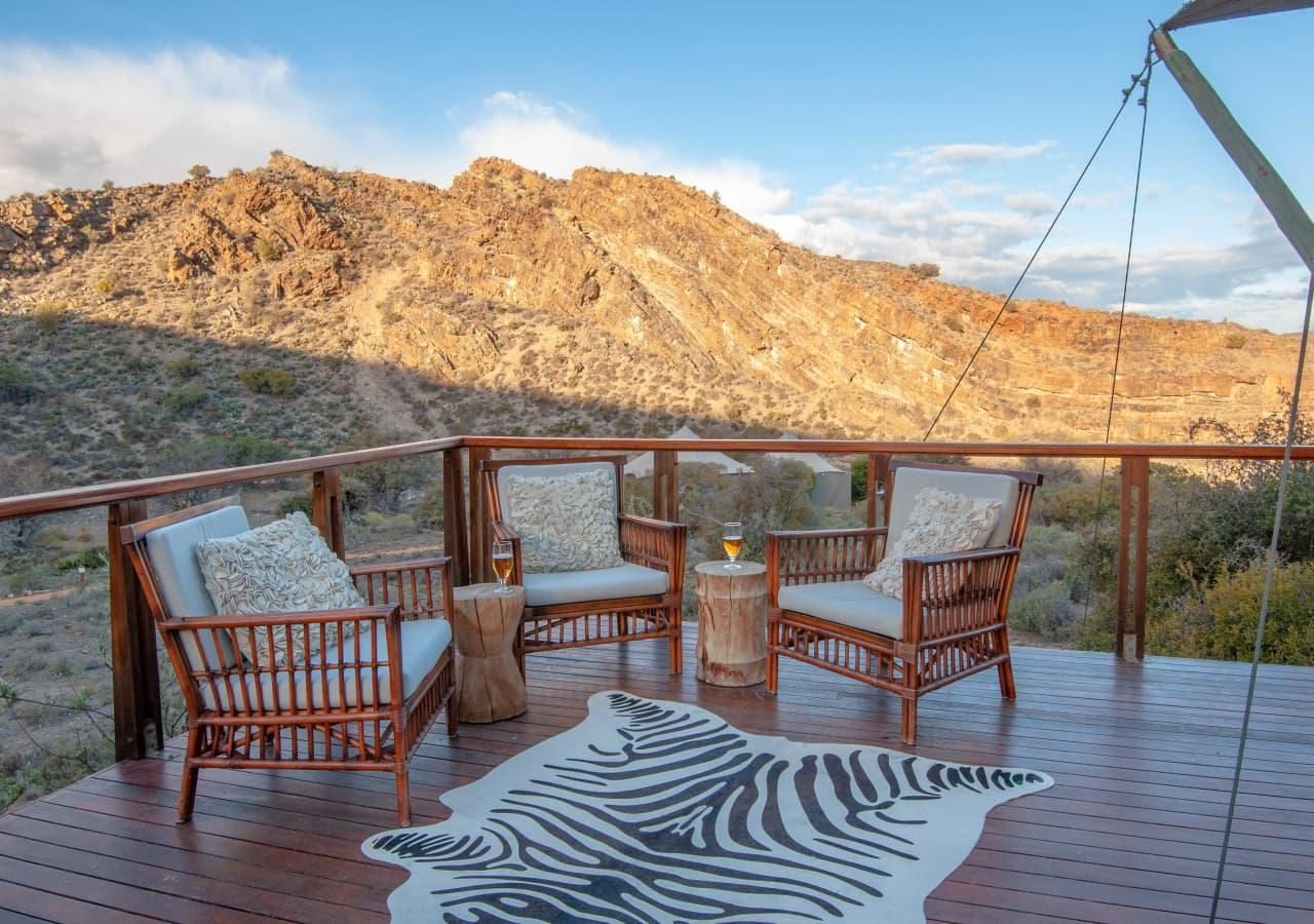 Dwyka Tented Lodge deck area with view