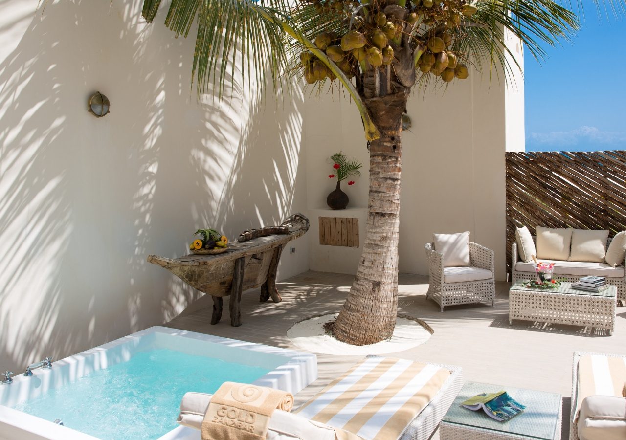 Gold Zanzibar Villa Patio With Jacuzzi