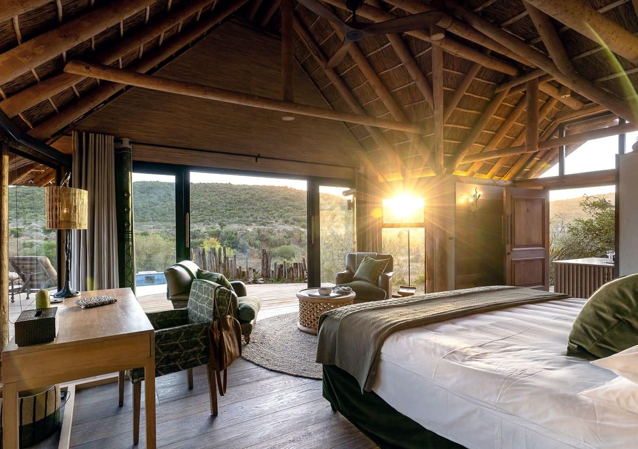 Great Fish River Lodge bedroom at sunrise