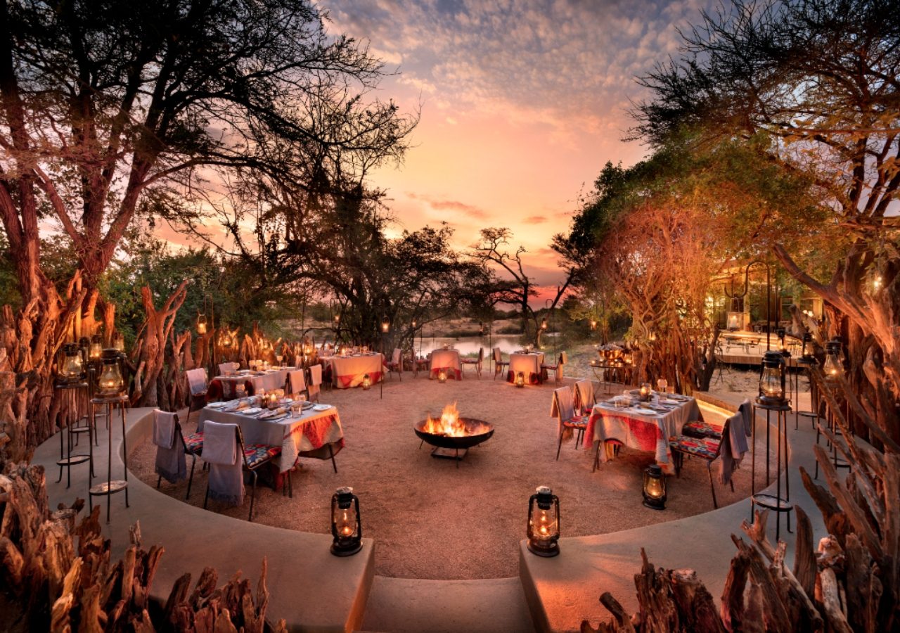 Grumeti Serengeti River Lodge Boma Dinner Setup