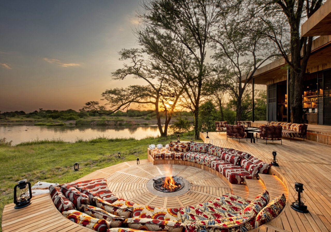 Grumeti Serengeti River Lodge Firepit At Sunset