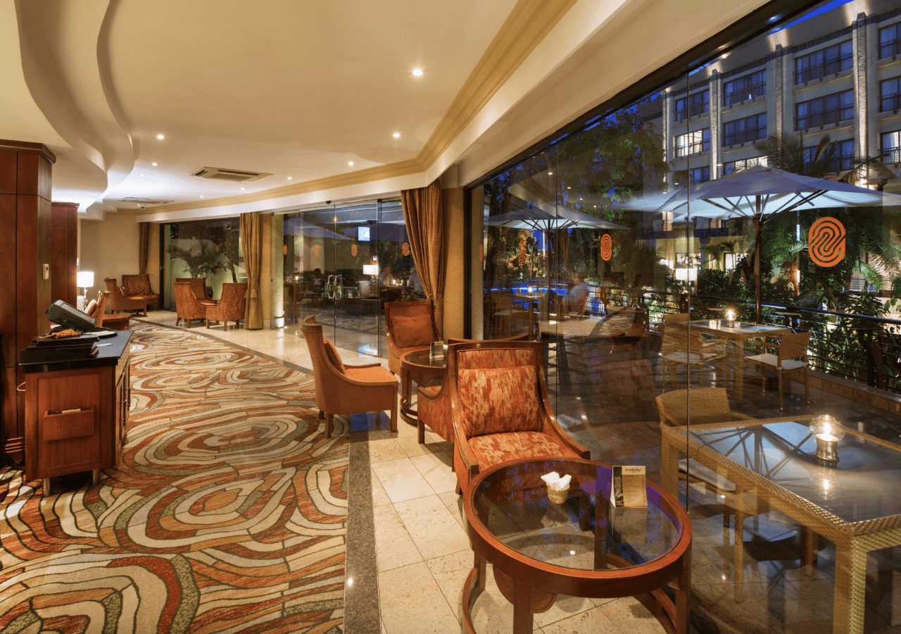 Kigali Serena Hotel lounge and bar area