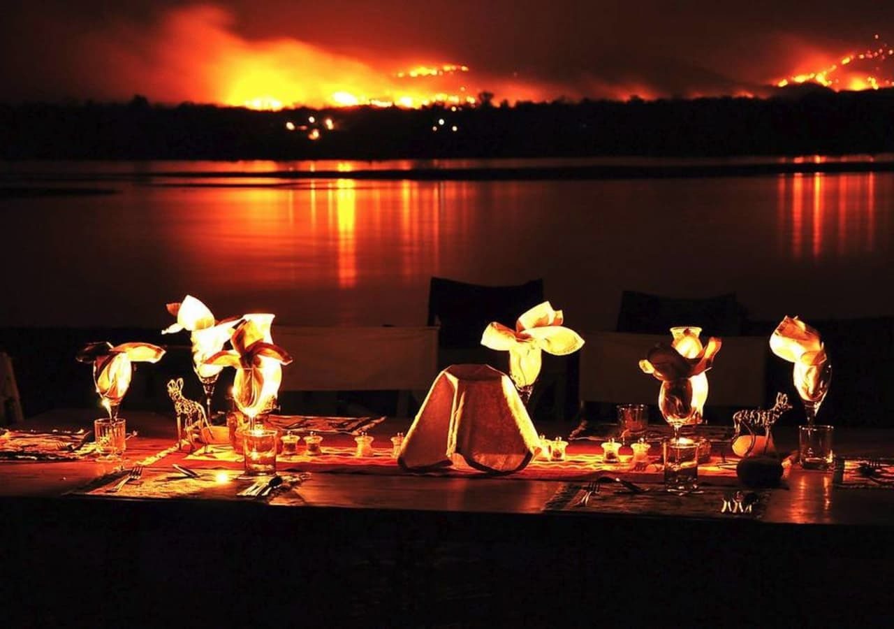 Mana River Camp Evening Dining Setup