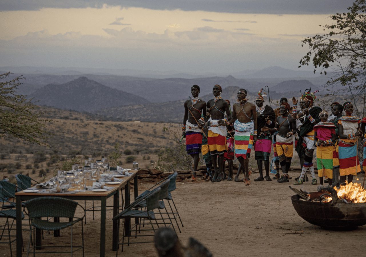 Ol Lentille boma with Maasai warriors