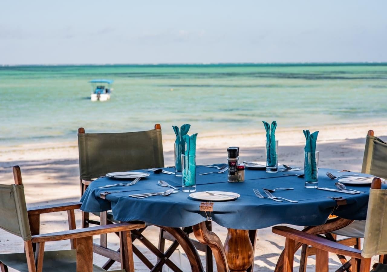 Pongwe Beach Hotel beach dining