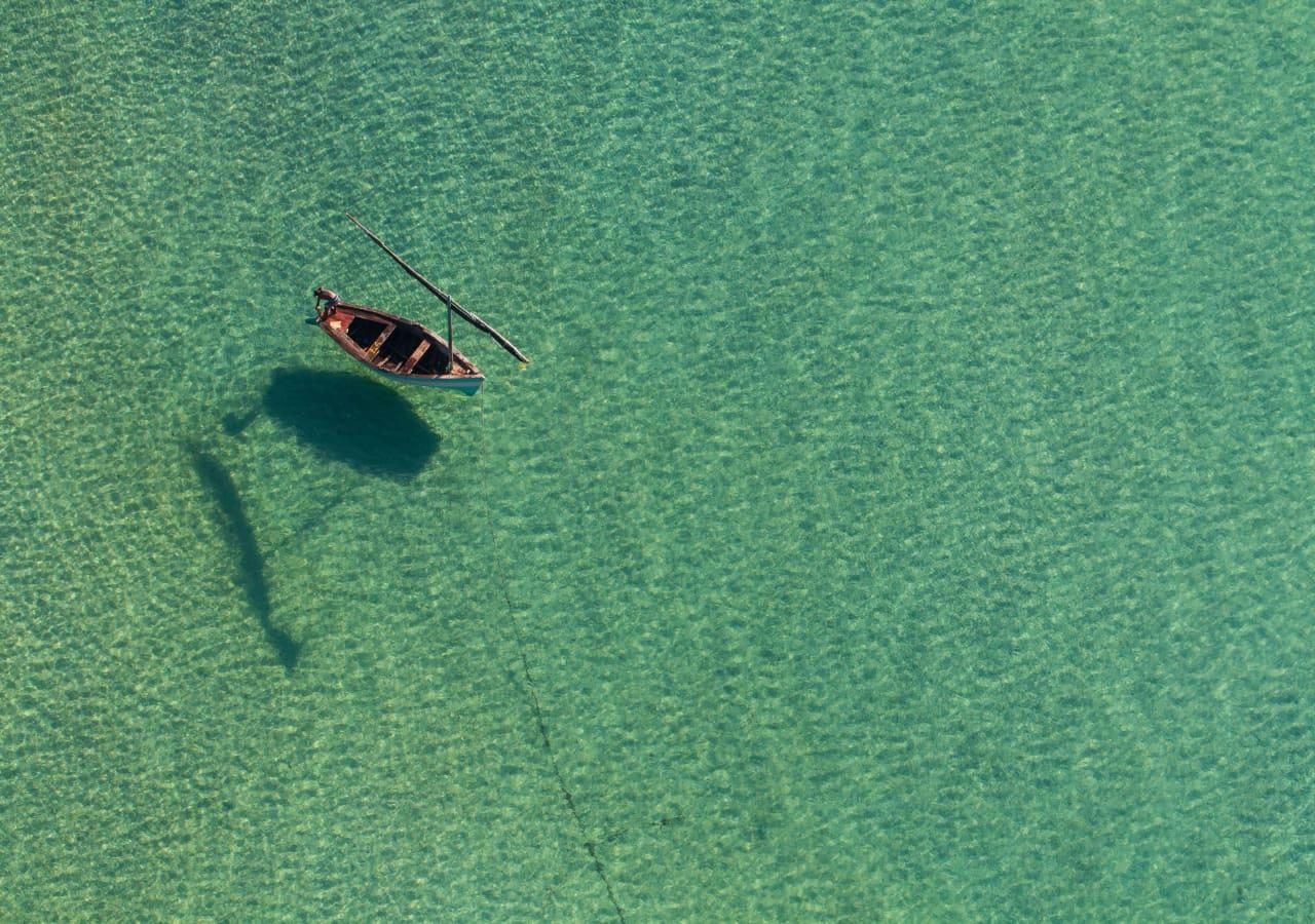 Traditional dhow at Villa Santorini