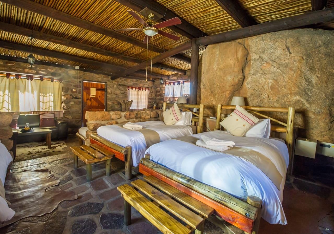 A bedroom inside the lodge