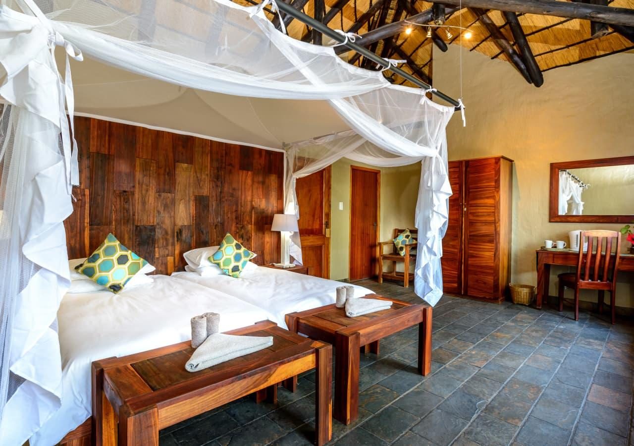 A twin room interior