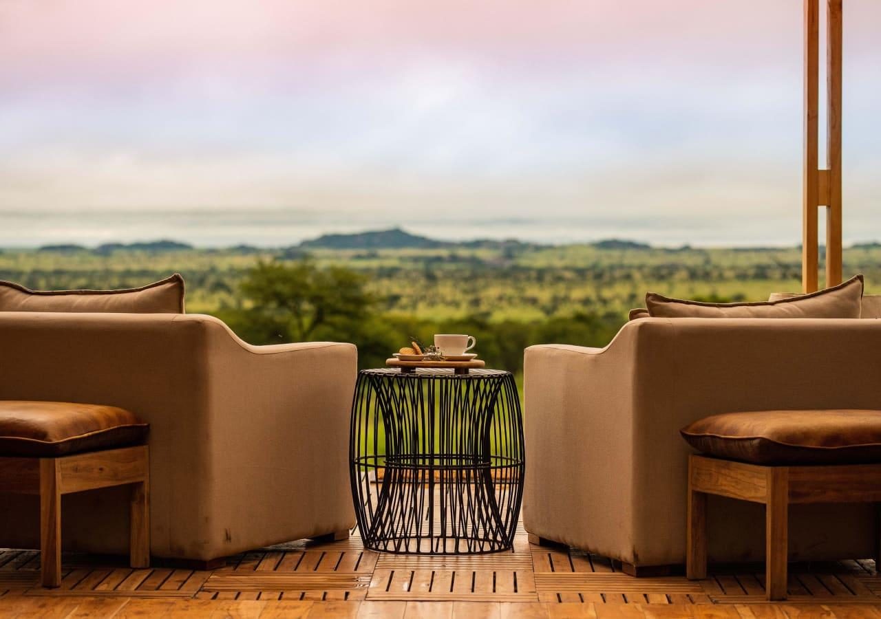 Asilia dunia camp main deck area views over the serengeti 1280