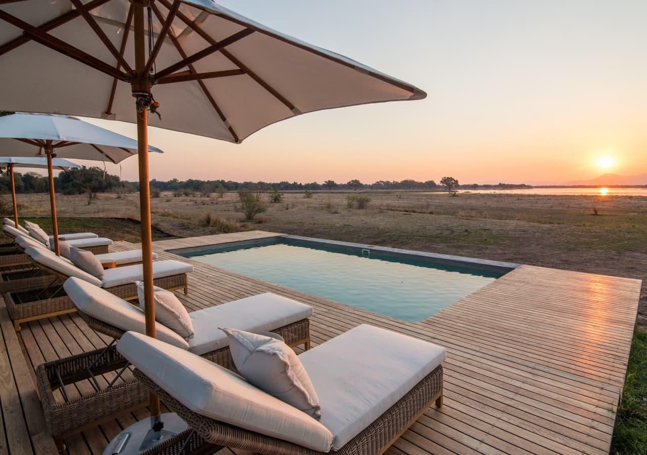 B pool and deck overlooking mana pools national park