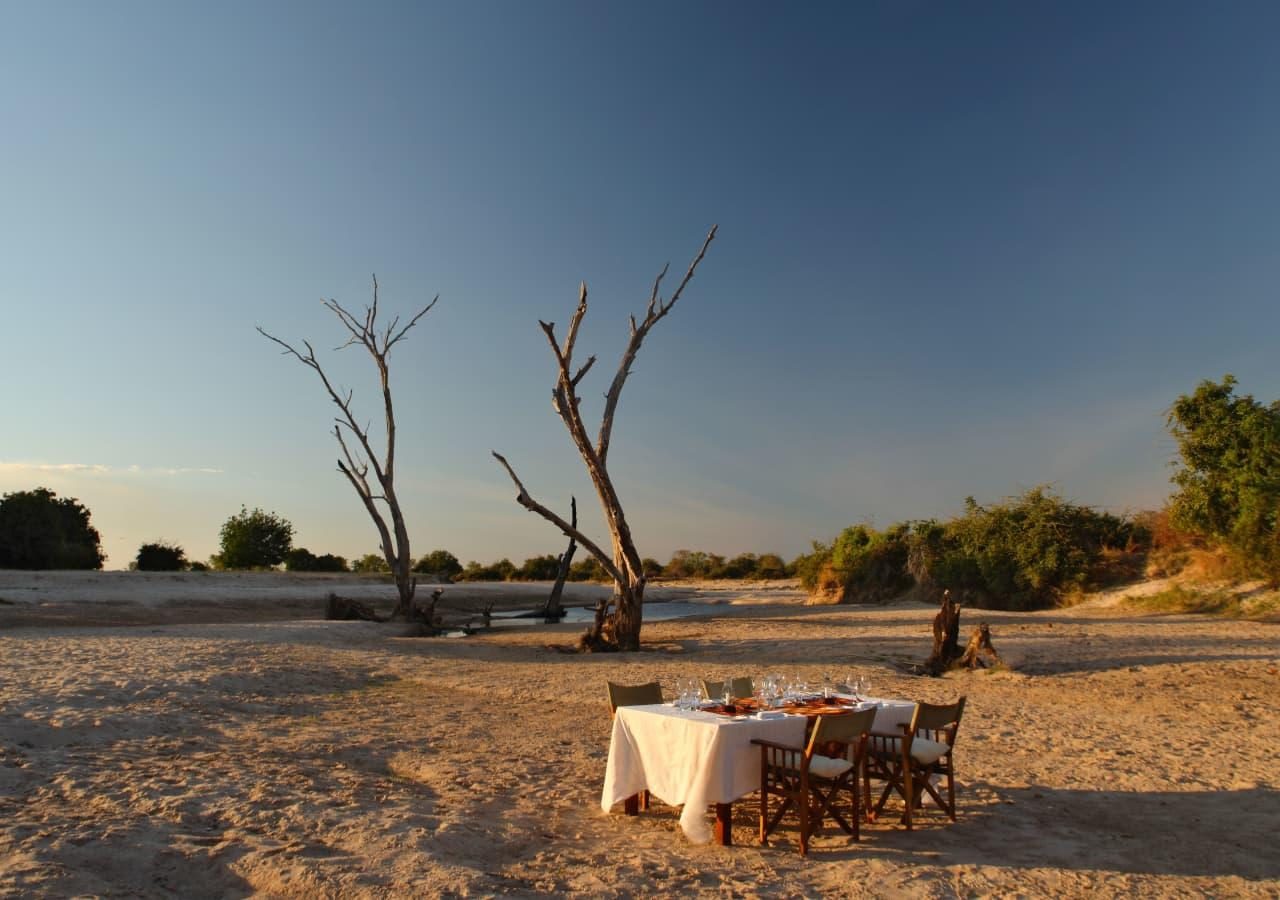 Dining on the riverbed