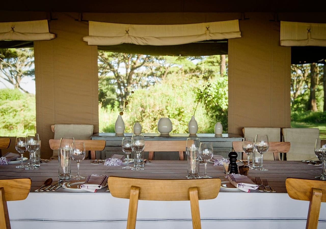 Inside the dining tent