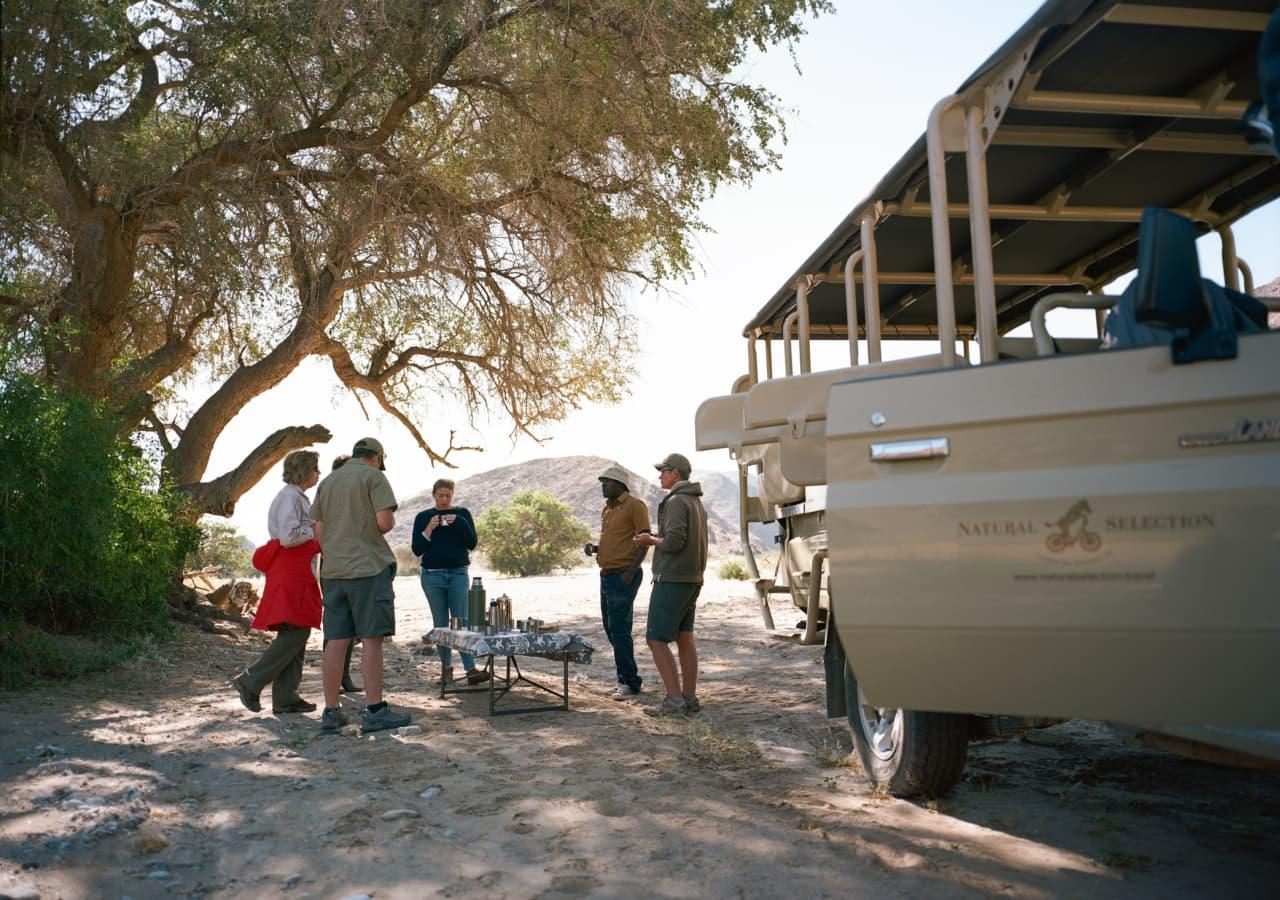 Morning coffee on a game drive