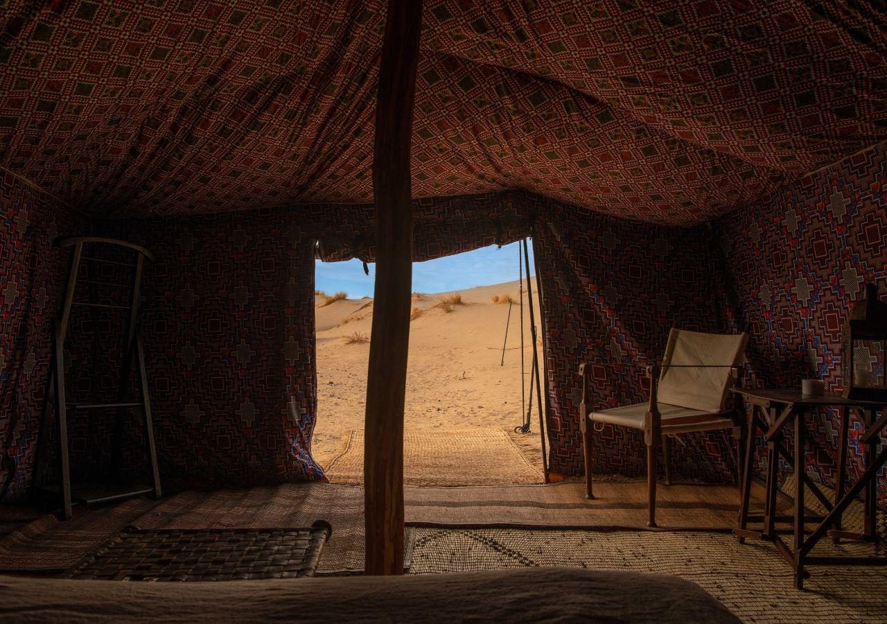 Acacia Camp - view of dunes from inside tent