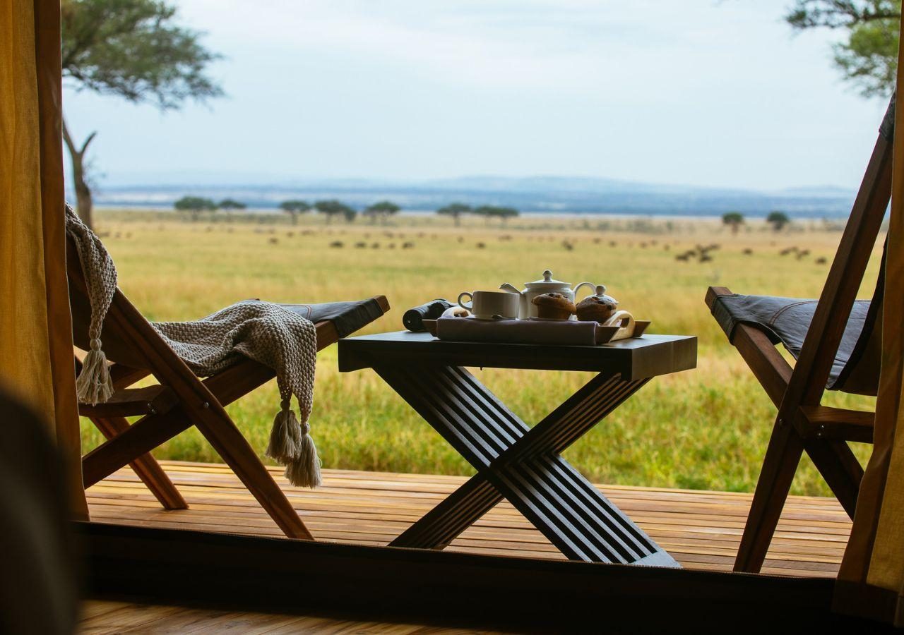 Cherero Camp Morning Tea with Serengeti Views