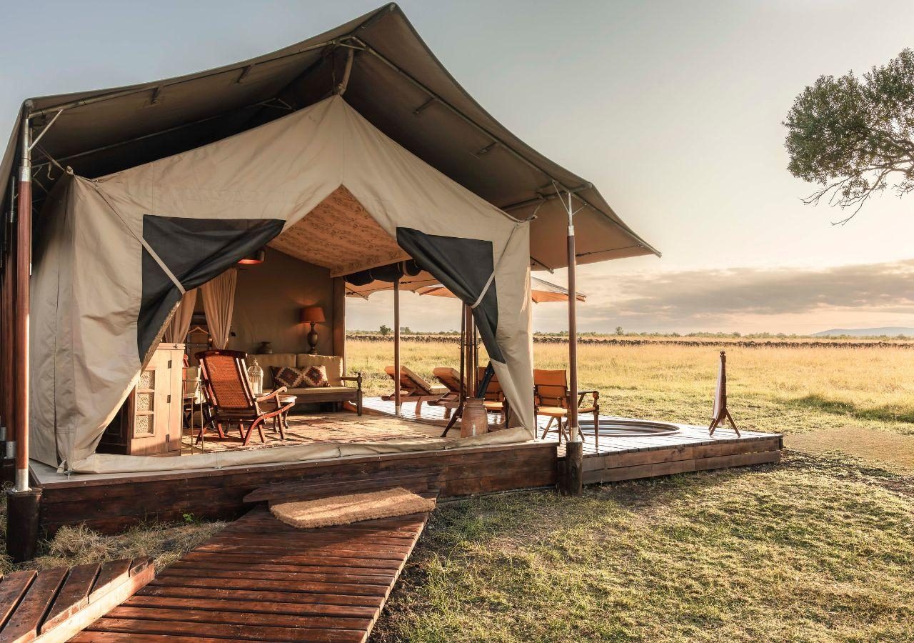 Elewana Little Elephant Pepper Camp Family Tent at Sunrise