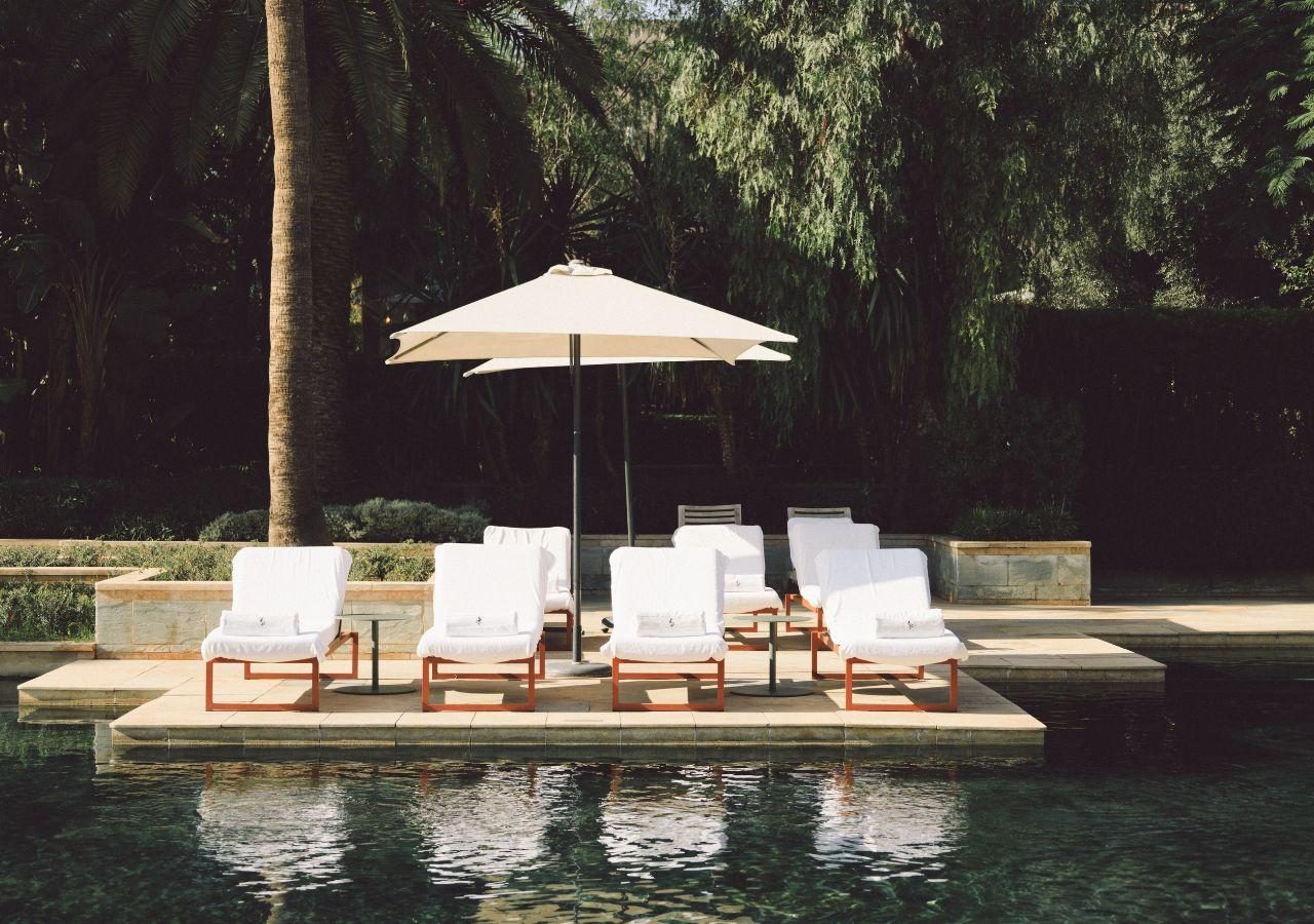 Four Seasons Resort Marrakech Sunloungers at Swimming Pool