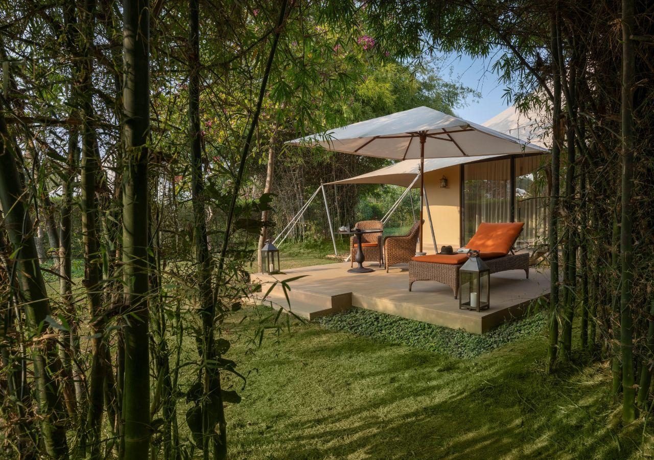 Oberoi Vindhyavilas Wildlife Resort Private Deck View from Bamboo Grove