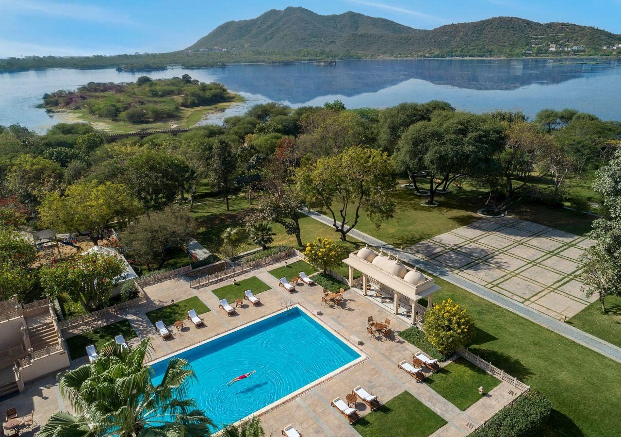 Trident Udaipur Aerial View of Swimming Pool