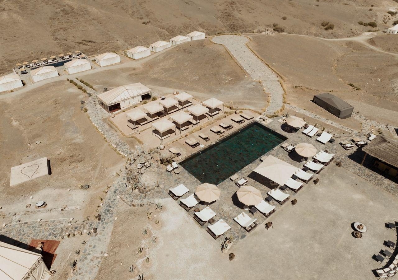White Camel - Aerial View of Camp