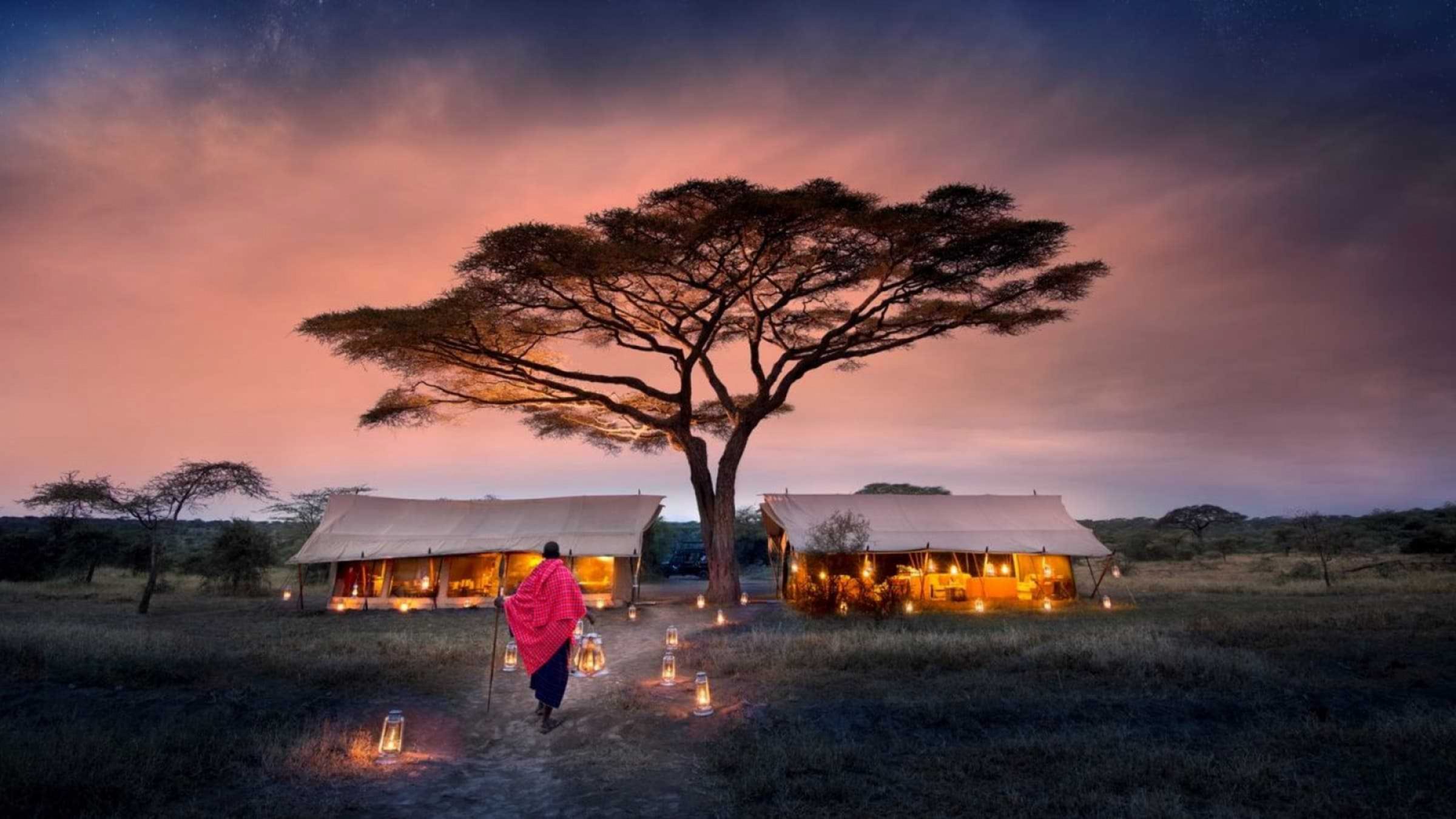 Samburu man at guest area Serengeti Under Canvas