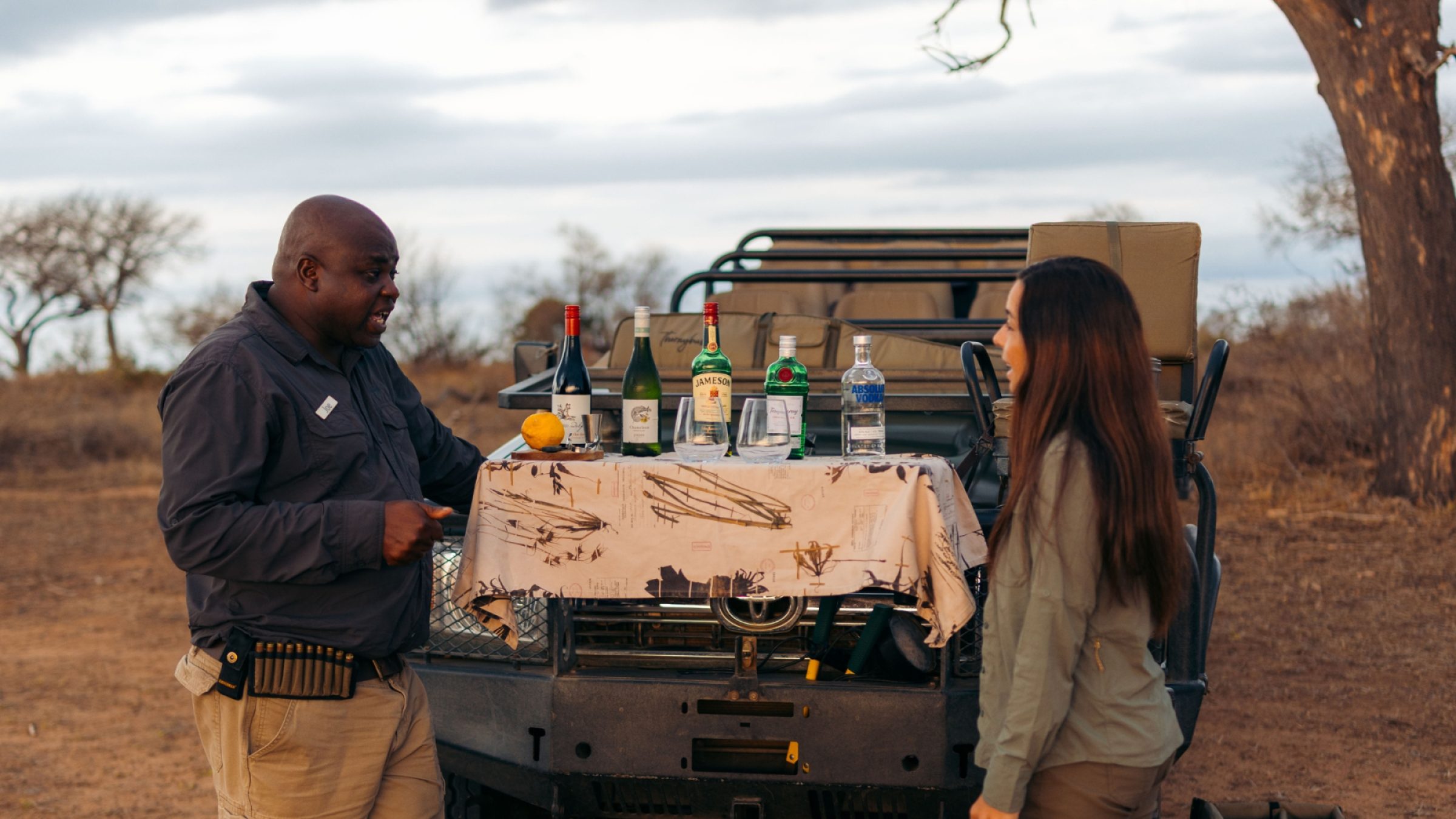 Mahlatini safari sundowners in the bush