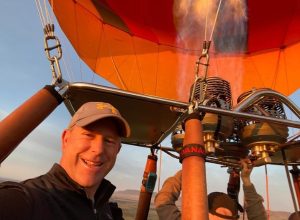 Greg Fox on hot air balloon in Kenya
