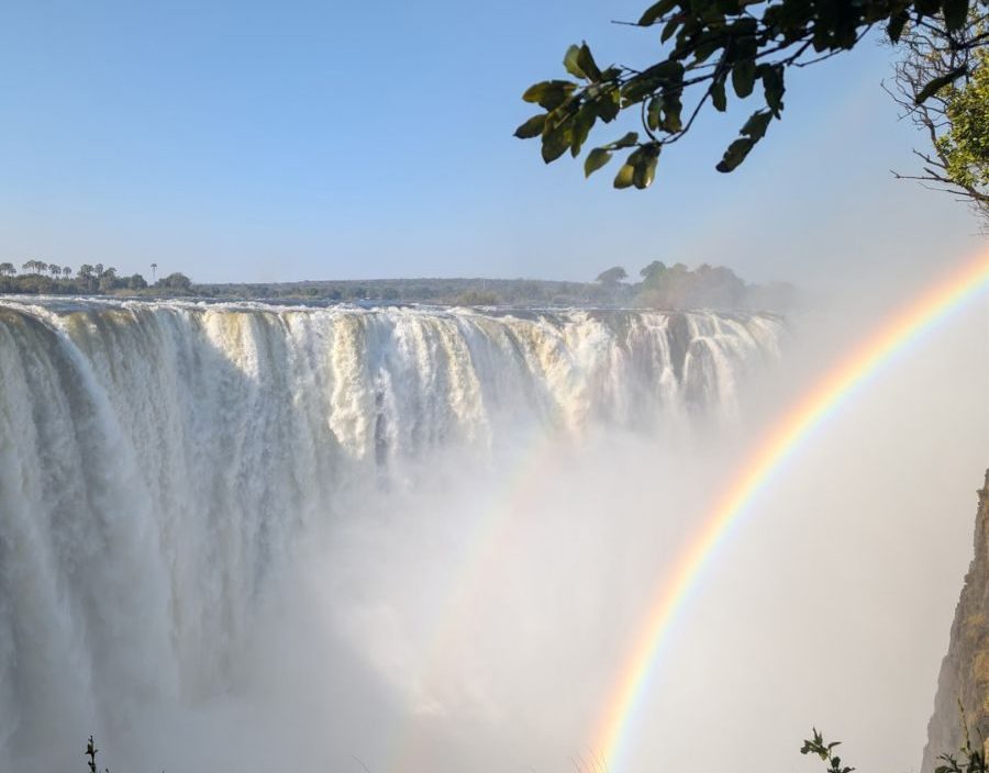 Rainbow over victoria falls