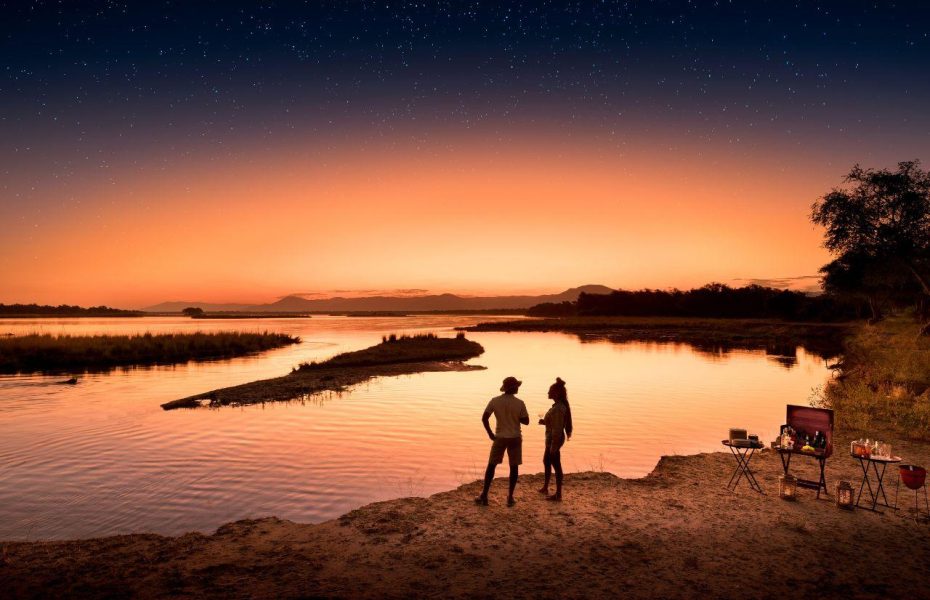 Sunset at Lolabezi Camp Zambia