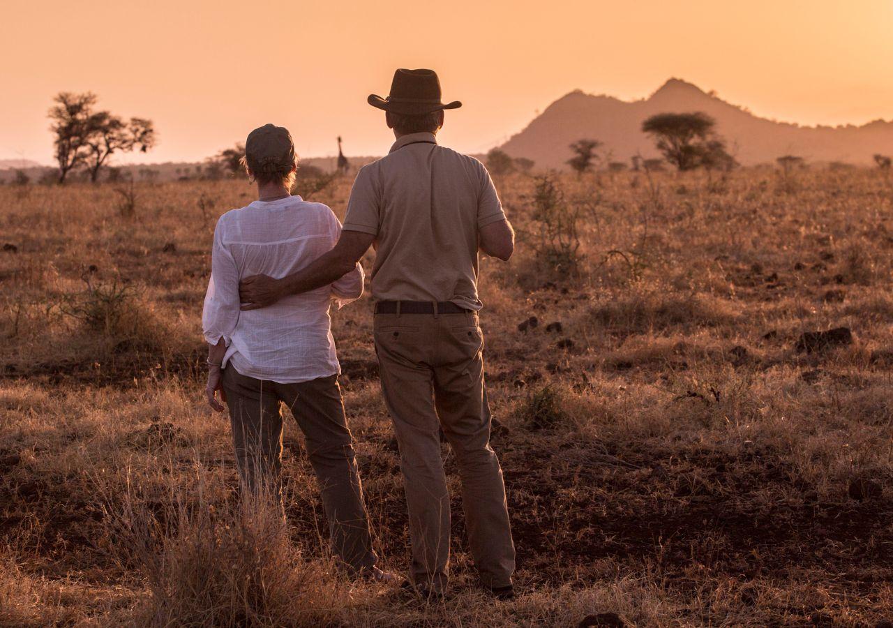 Couple on a walking safari