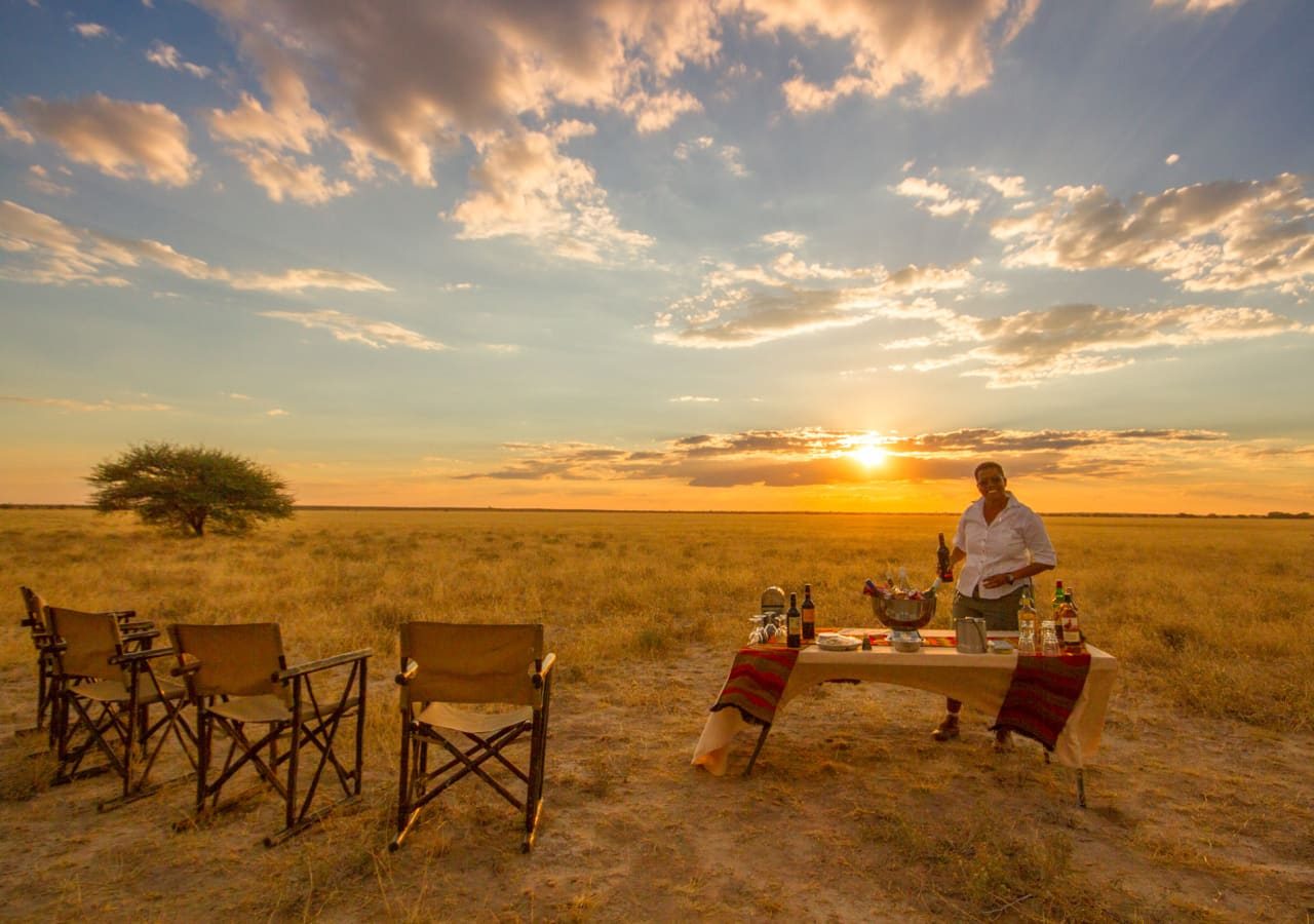 Tau pan camp sundowners view 1280