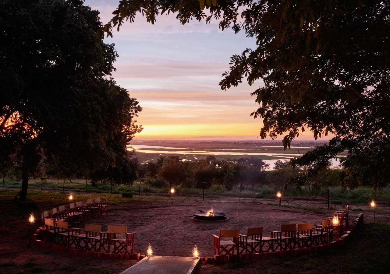 Sanctuary chobe chilwero sunset evening by the fireplace 1280