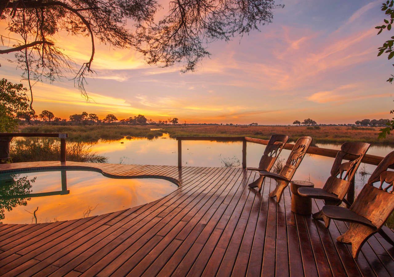 Lagoon camp pool and deck views at sunset 1280